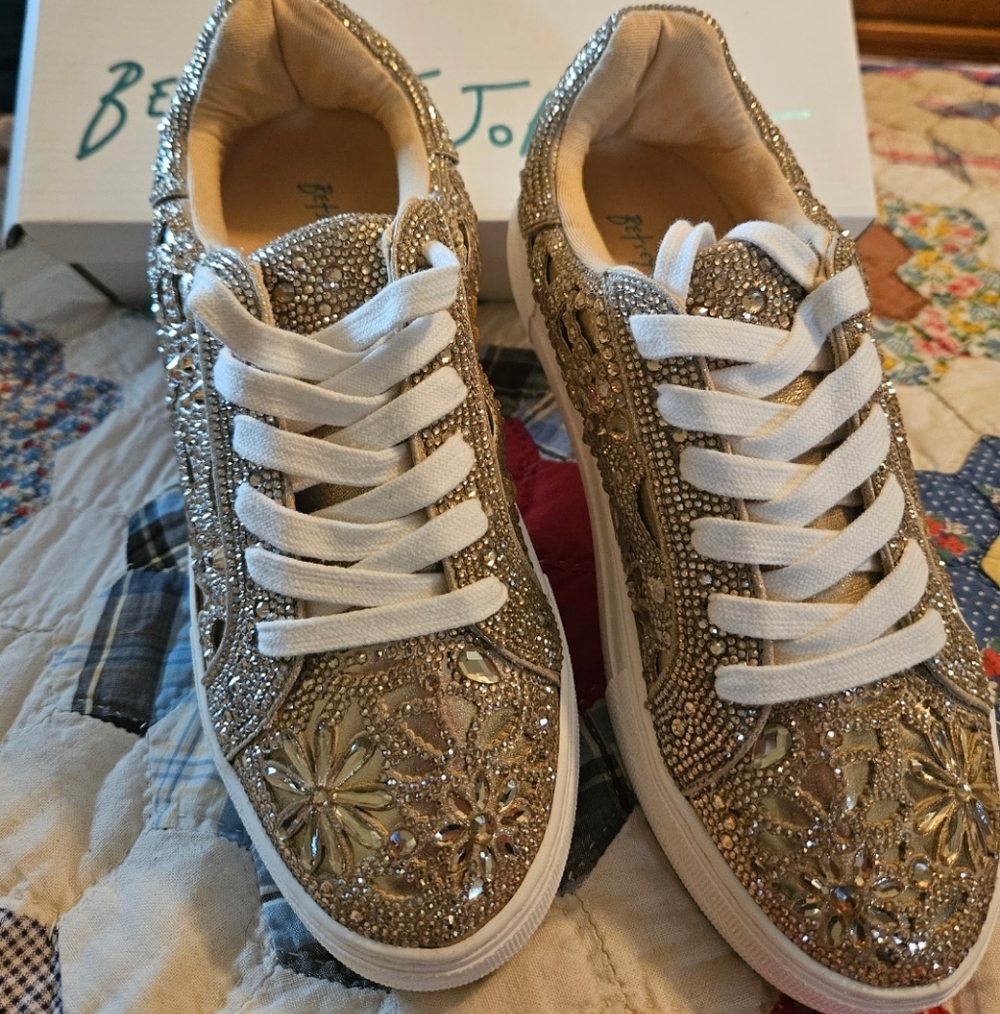 Betsey Johnson Gold Crystal Sneakers